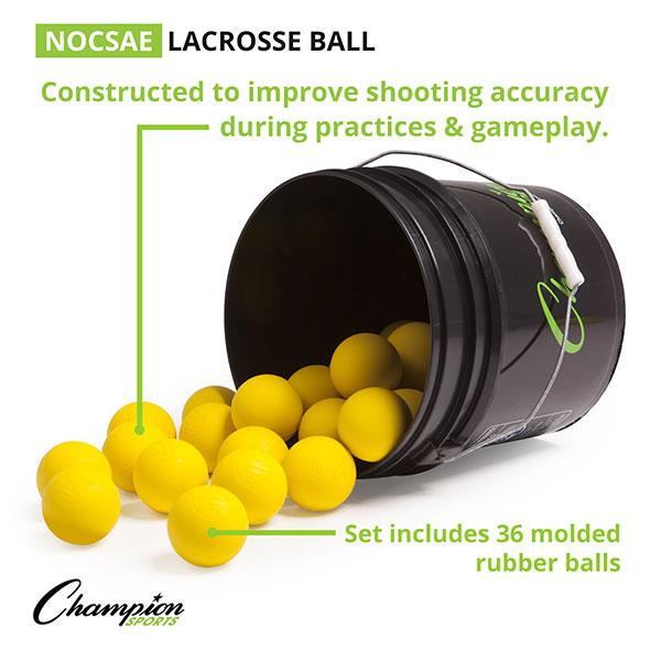 Champion Lacrosse Ball Bucket (36 Balls) YELLOW